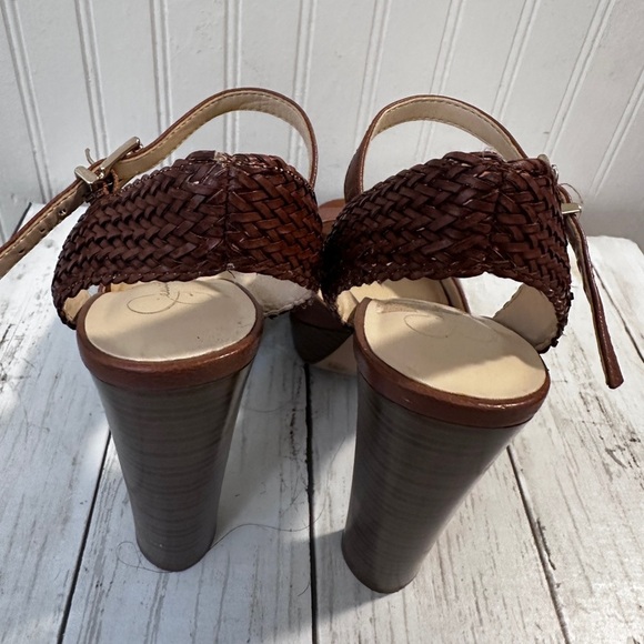 Jessica Simpson 5.5 Brown Woven Platform Heels 5” Block Heel Sandals - Picture 9 of 14